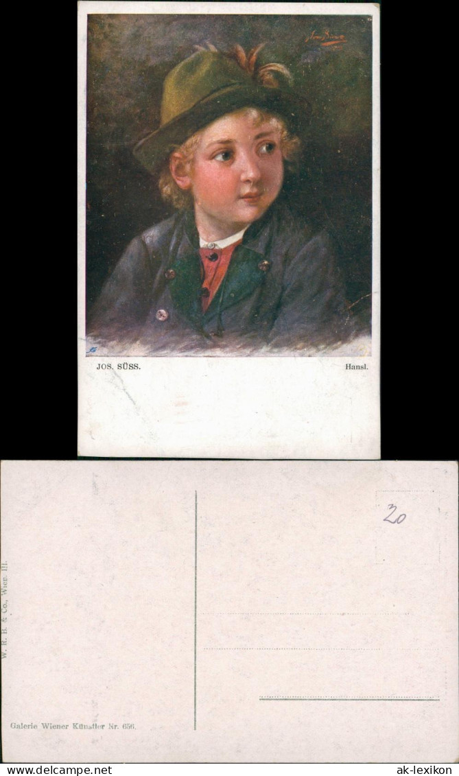 Künstlerkarte "Hansl" Junge Mit Trachtenhut, Kunst Jos. Süss 1910 - Retratos