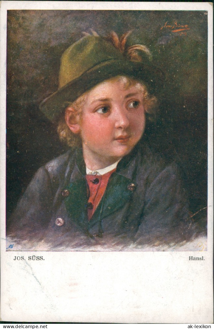 Künstlerkarte "Hansl" Junge Mit Trachtenhut, Kunst Jos. Süss 1910 - Portraits