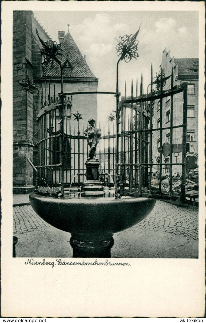 Ansichtskarte Nürnberg Gänsemännchen-Brunnen, Straße 1937 - Nuernberg