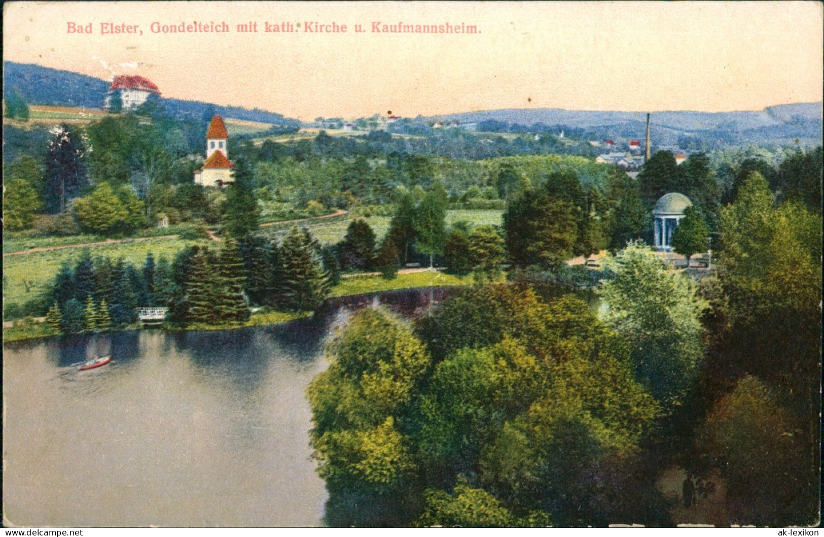 Ansichtskarte Bad Elster Gondelteich Kaufmannsheim (gel. Bahnpost) 1931 - Bad Elster