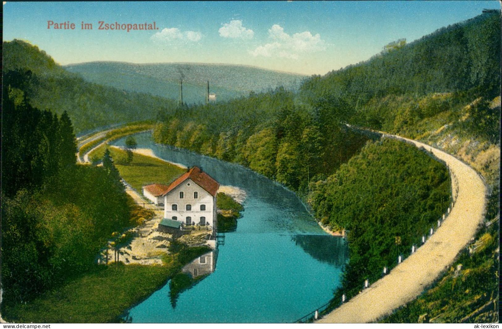 Ansichtskarte Zschopau Zschopaupartie - Fabrik 1913 - Zschopau