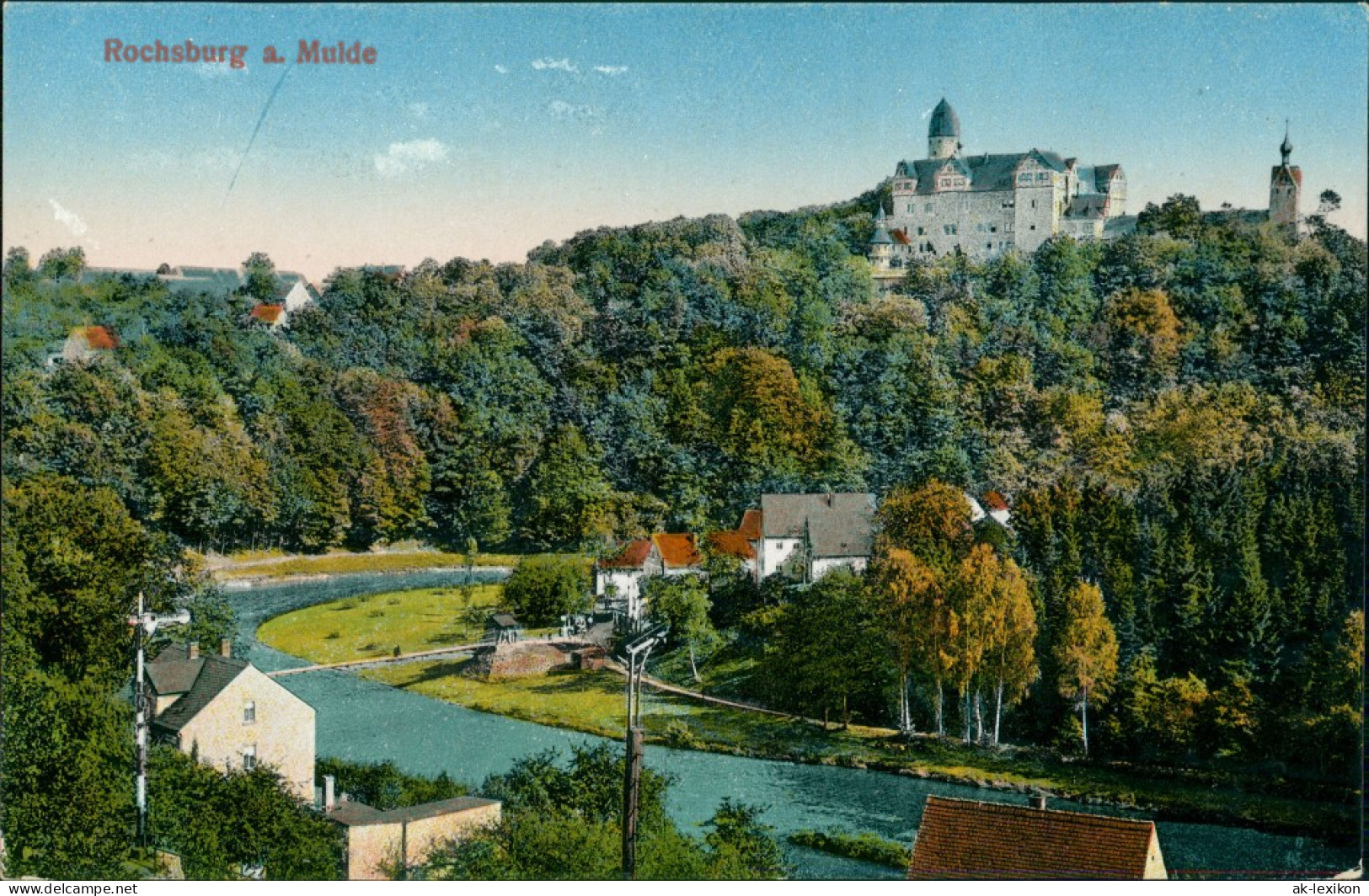 Ansichtskarte Rochsburg-Lunzenau Schloss Rochsburg - Brücke 1913 - Lunzenau