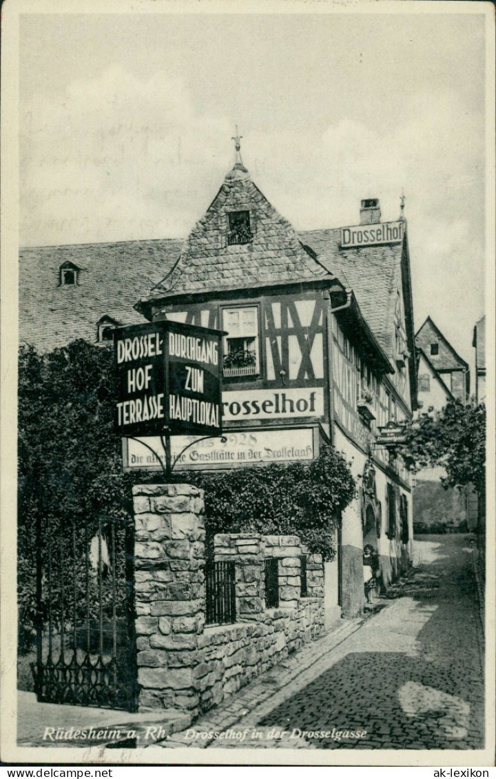 Ansichtskarte Rüdesheim (Rhein) Drosselgasse - Drosselhof 1936 - Rüdesheim A. Rh.