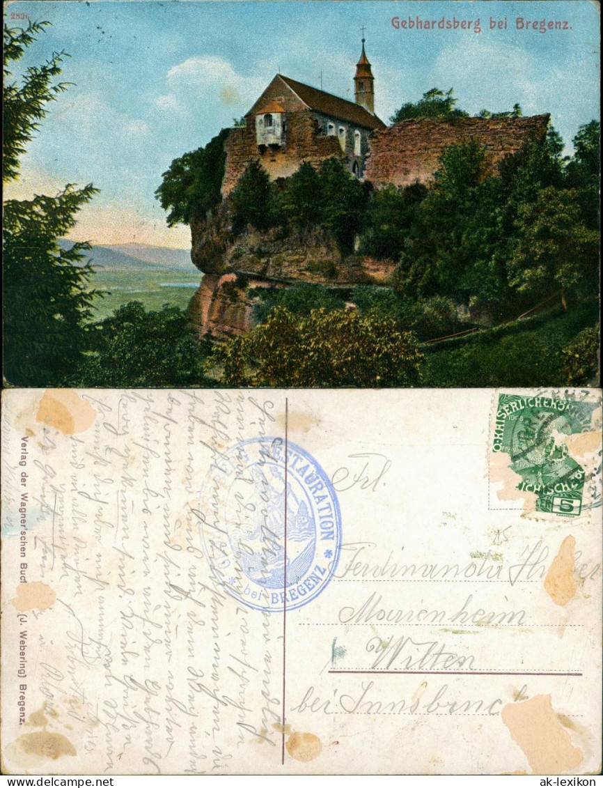 Ansichtskarte Bregenz Gebhardsberg 1913 - Sonstige & Ohne Zuordnung