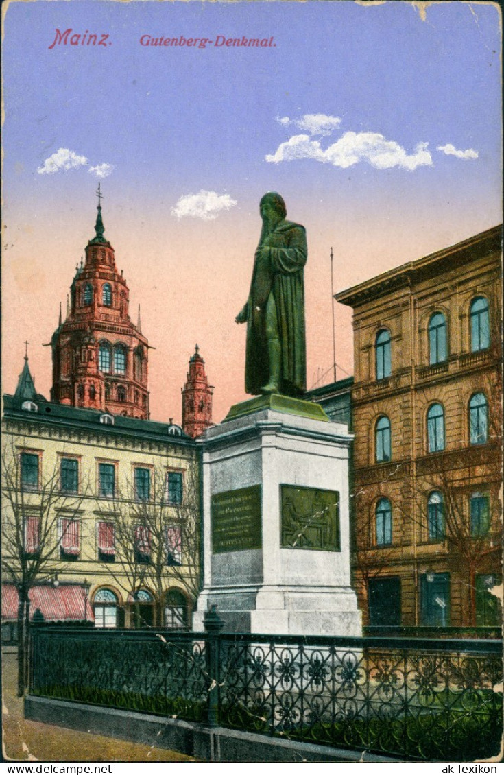 Ansichtskarte Mainz Gutenberg-Denkmal 1916 - Mainz