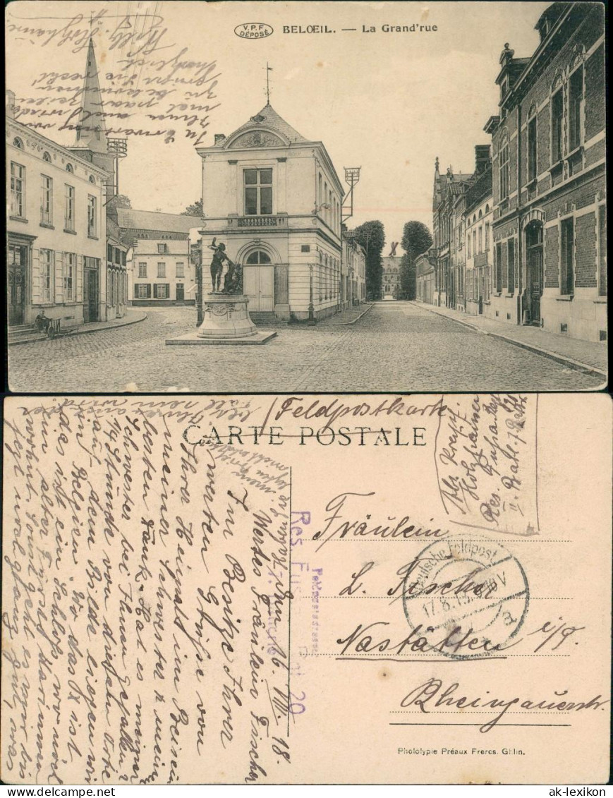Postkaart Belœil (Belgien) La Grand Rue 1916 - Sonstige & Ohne Zuordnung