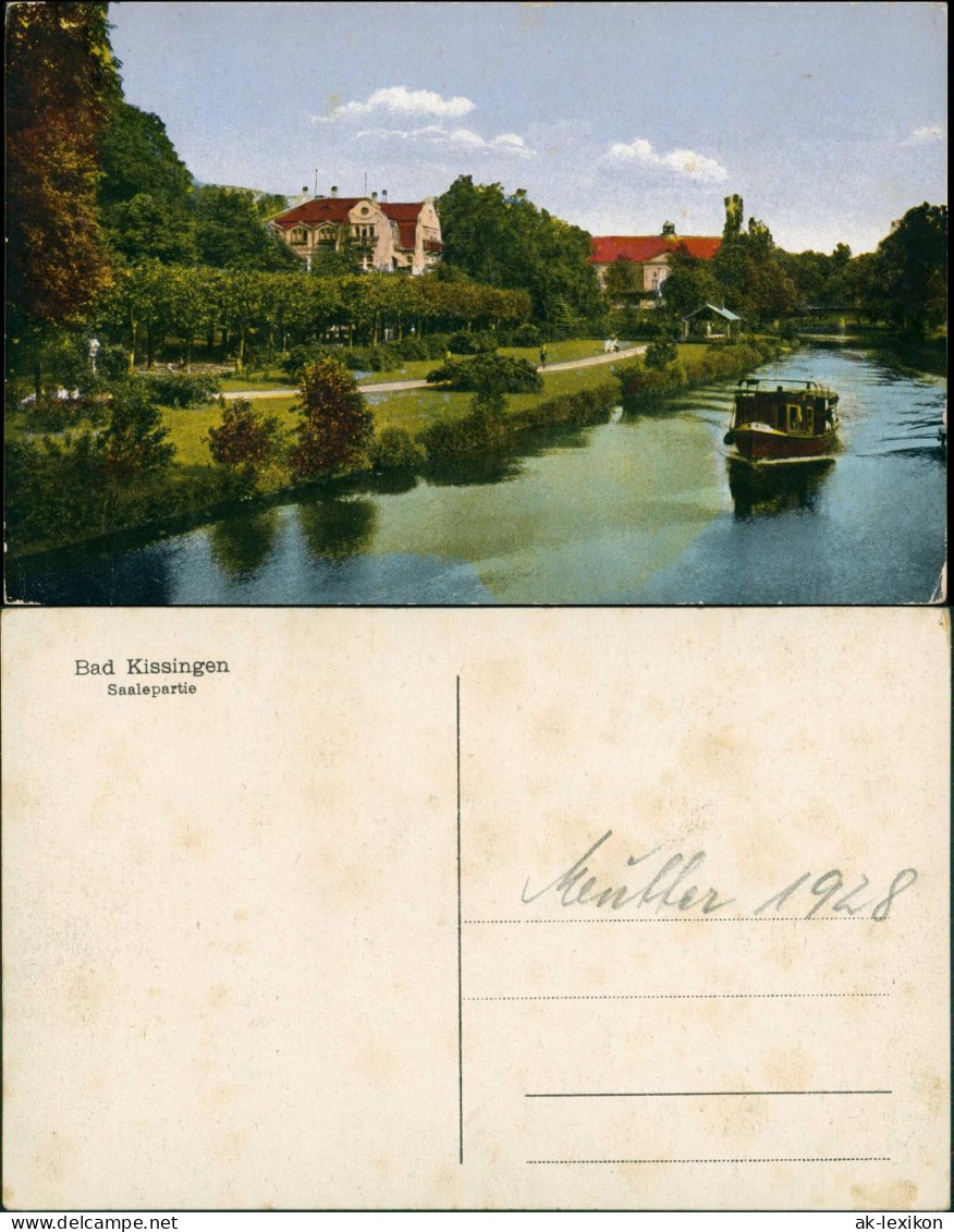 Ansichtskarte Bad Kissingen Saalepartie - Villen - Boot 1922 - Bad Kissingen