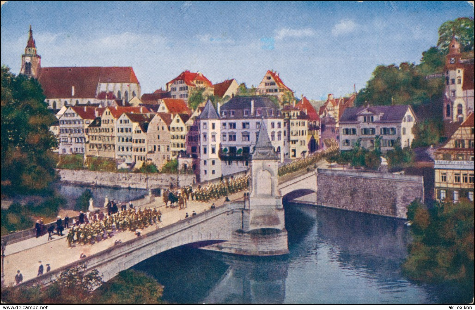 Ansichtskarte Tübingen Partie An Der Eberhardtbrücke - Umzug 1913 - Tübingen