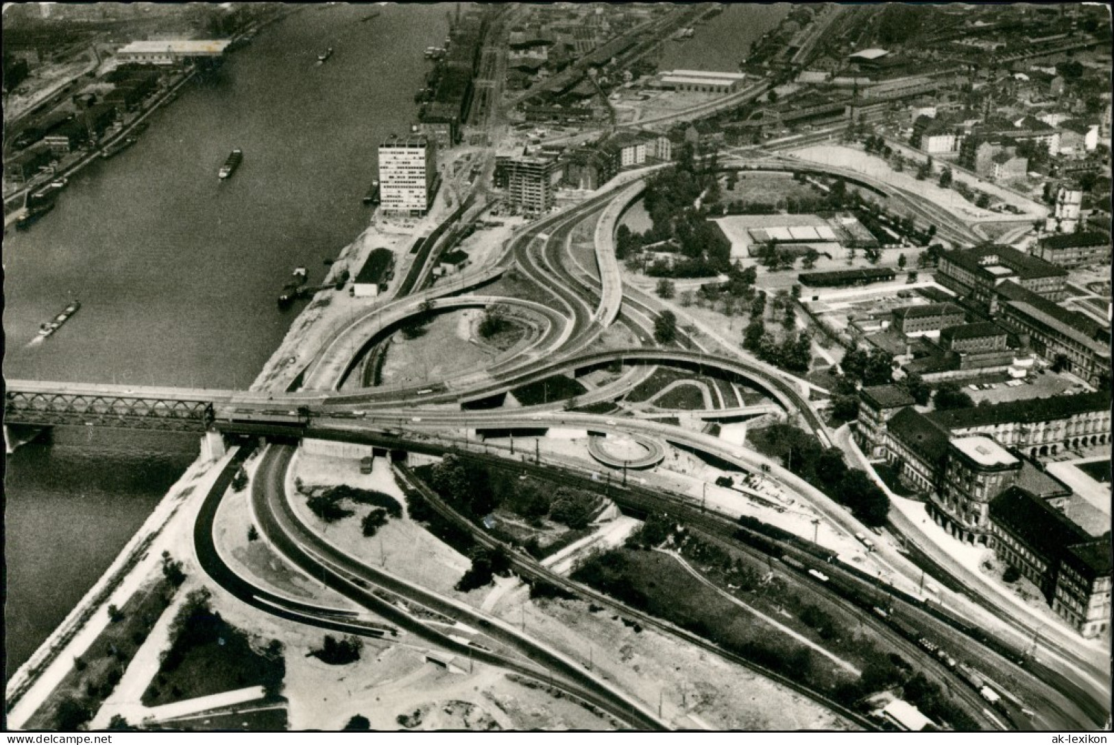 Ansichtskarte Mannheim Luftbild Auffahrt Zur Rheinbrücke 1962 - Mannheim