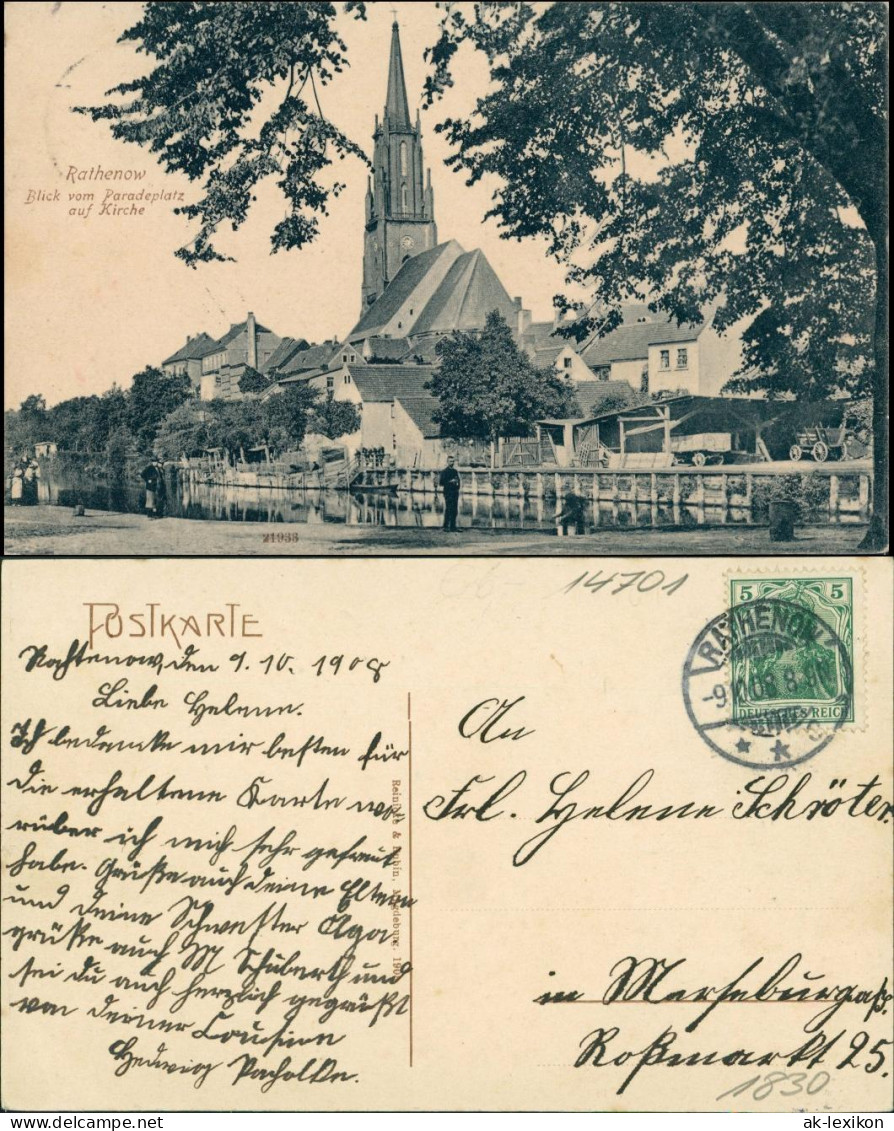 Ansichtskarte Rathenow Paradeplatz 1908 - Rathenow