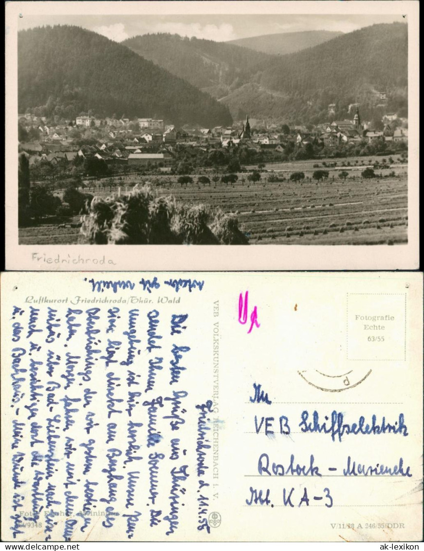 Friedrichroda Panorama-Ansicht Fernansicht Thüringer Wald DDR Postkarte 1955 - Friedrichroda