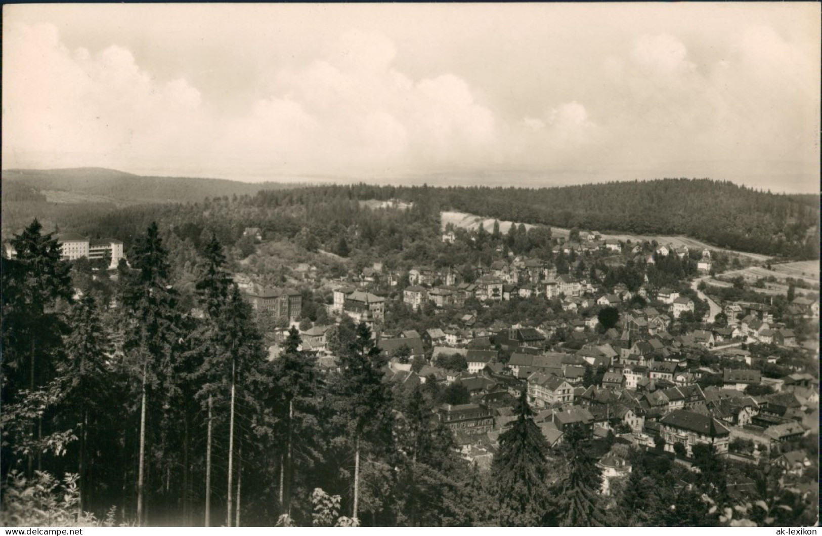 Friedrichroda Panorama-Ansicht Vogelschau-Perspektive DDR Postkarte 1956 - Friedrichroda