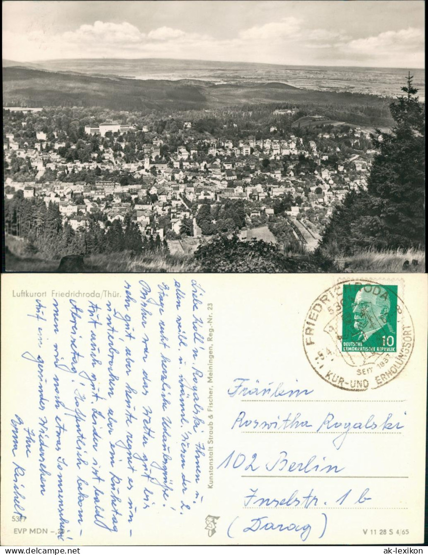 Friedrichroda Panorama-Ansicht Gesamtansicht Totale, DDR Postkarte 1967/1965 - Friedrichroda
