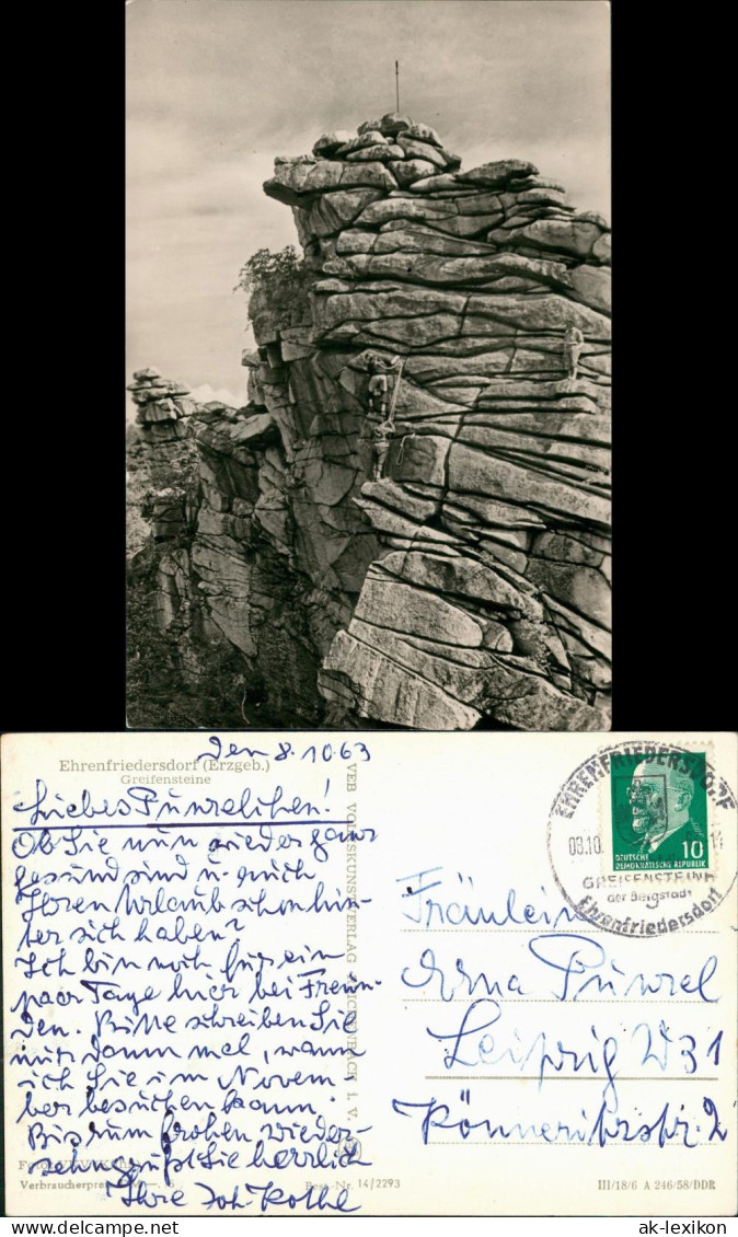 Ehrenfriedersdorf Naherholungsgebiet Greifensteine DDR Postkarte 1963/1958 - Ehrenfriedersdorf