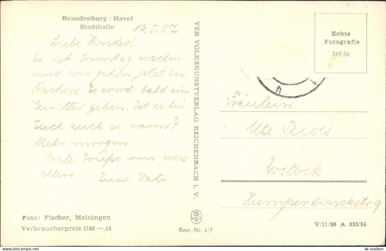 Brandenburg An Der Havel Partie A.d. Stadthalle DDR Postkarte Echtfoto-AK  1955 - Brandenburg