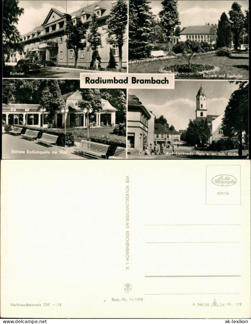 Bad Brambach DDR Mehrbild-Postkarte Ua. Hotel, Kurpark, Festhalle Uvm. 1956 - Bad Brambach