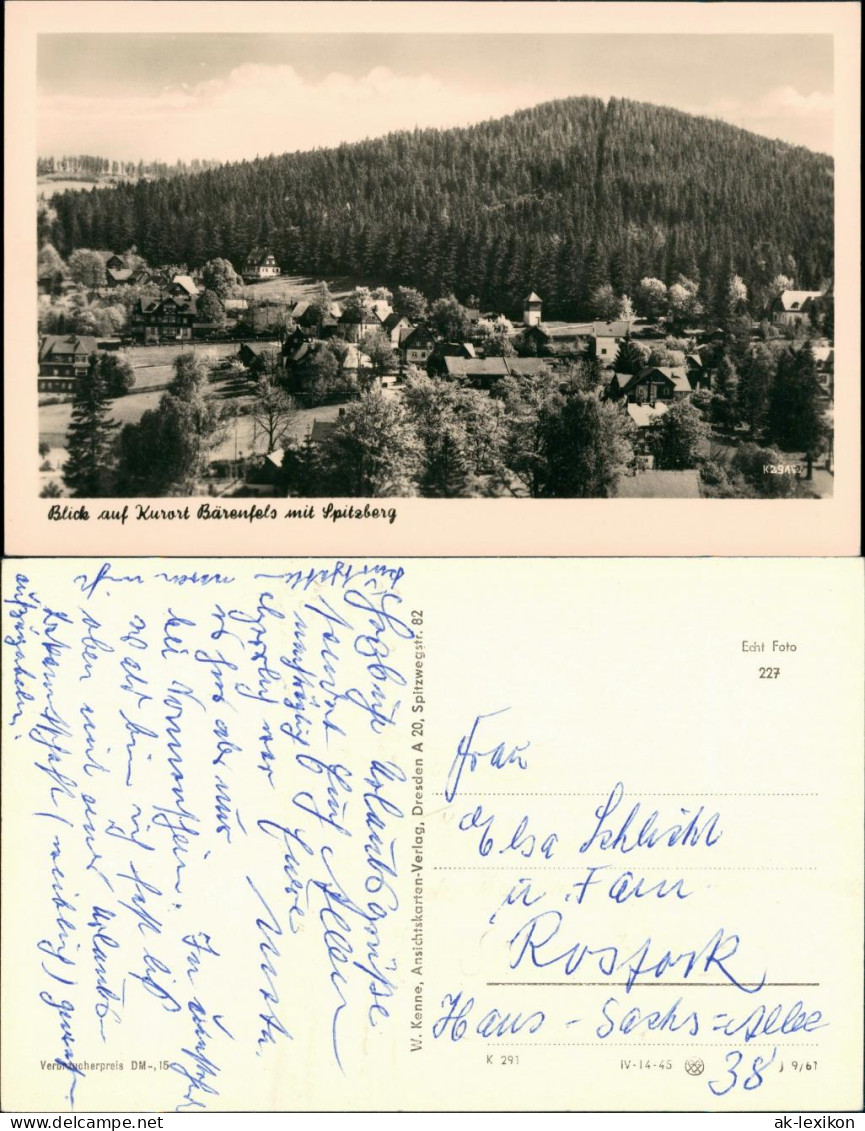 Bärenfels (Erzgebirge)-Altenberg Panorama Dorf Partie Mit Spitzberg 1961 - Altenberg