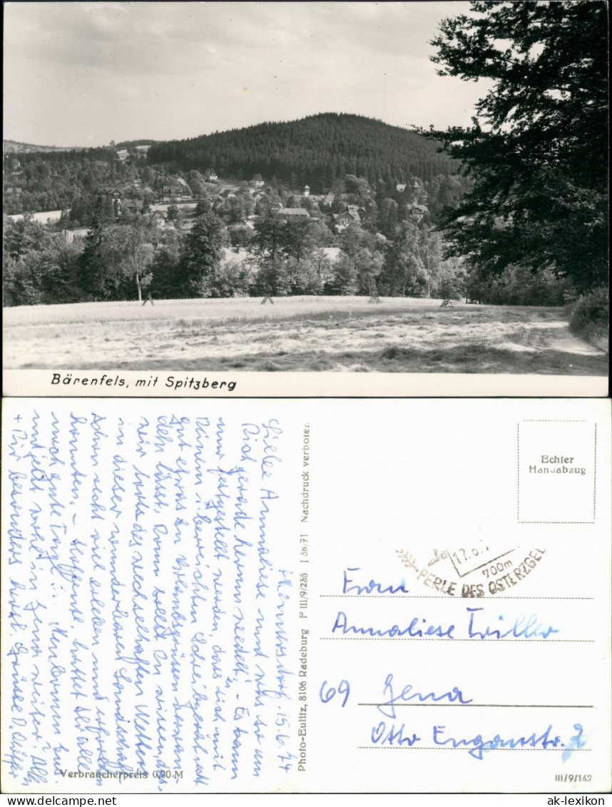 Bärenfels (Erzgebirge)-Altenberg (Erzgebirge) Panorama-Ansicht  Postkarte 1974 - Altenberg