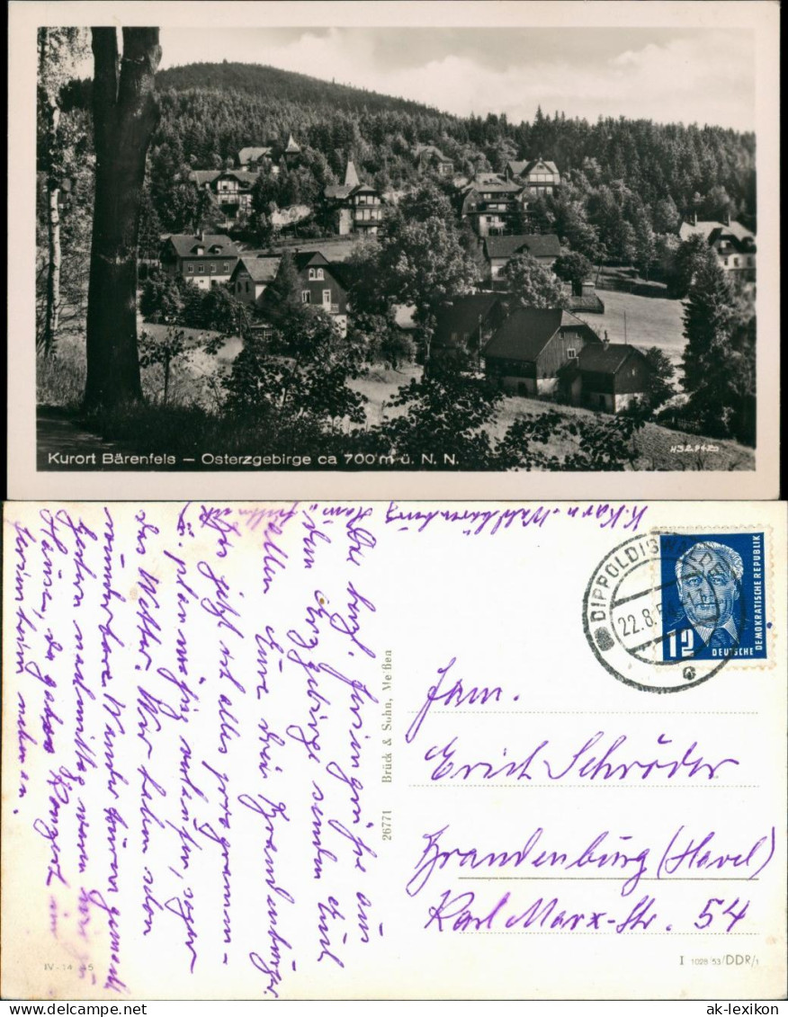 Bärenfels (Erzgebirge)-Altenberg (Erzgebirge) Panorama  Wohnhäuser 1954 - Altenberg