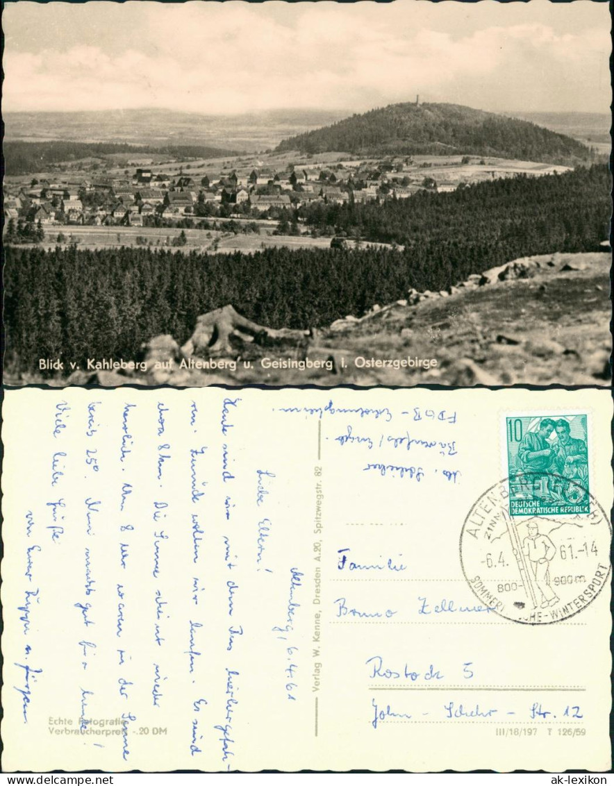 Altenberg (Erzgebirge) Kahleberg Blick Auf Altenberg Geisingberg  1961 - Altenberg