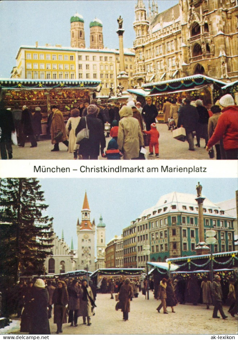 Ansichtskarte München 2-Bild-Postkarte Christkindlmarkt Am Marienplatz 1991 - Muenchen