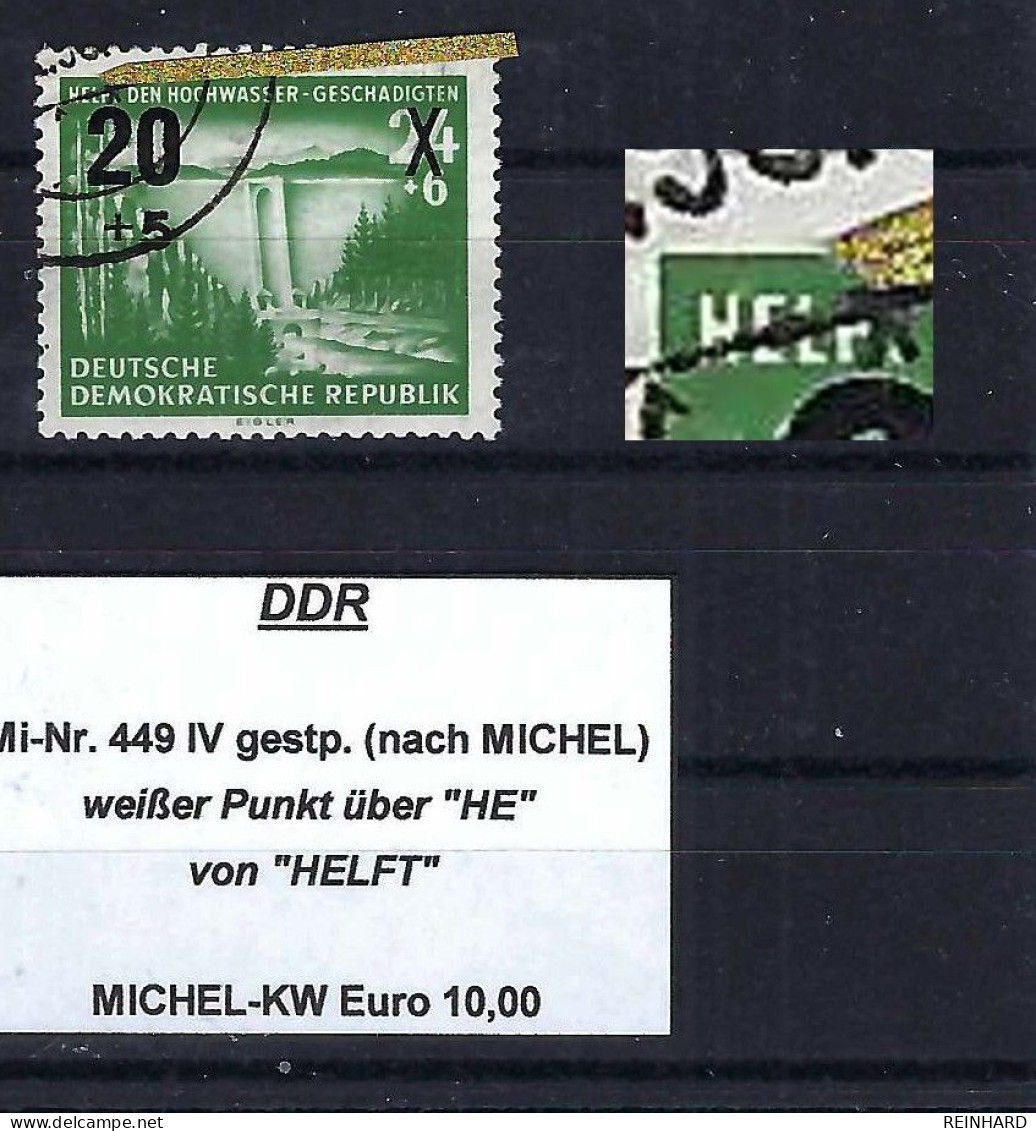 DDR Mi-Nr. 449 IV Plattenfehler Gestempelt Nach MICHEL - Siehe Beschreibung Und Bild - Plaatfouten En Curiosa