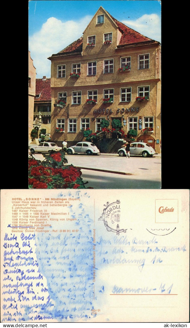 Nördlingen Hotel SONNE Kaiserhof, Strassen Partie VW Käfer Beetle 1971 - Noerdlingen