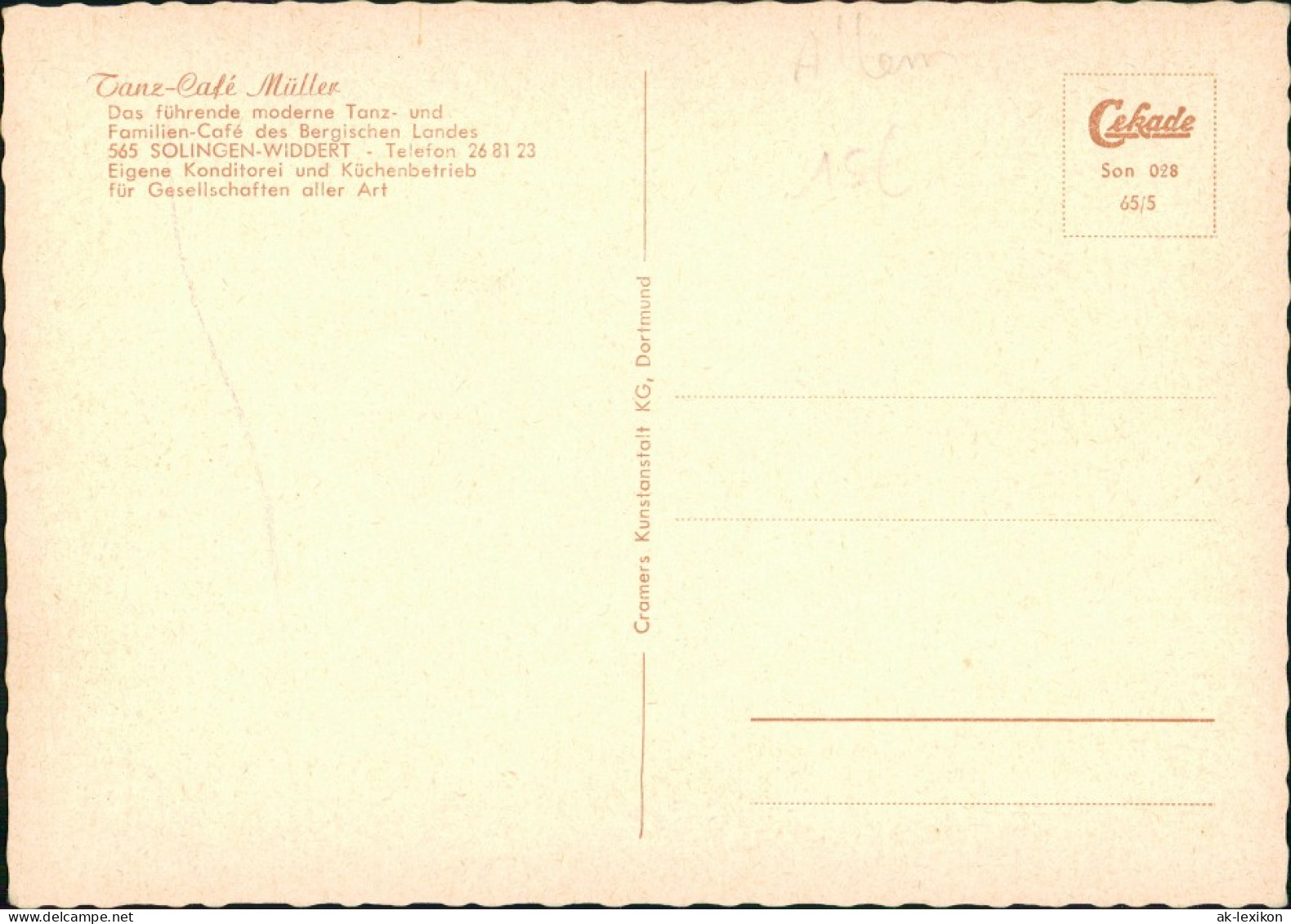 Widdert-Solingen Tanz-Café Müller, Restaurant, Gaststätte 1965 - Solingen