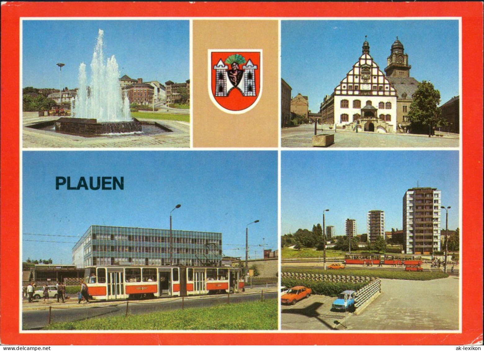 Plauen (Vogtland) Springbrunnen, Rathaus, Oberer Bahnhof, Punkthäuser 1987 - Plauen