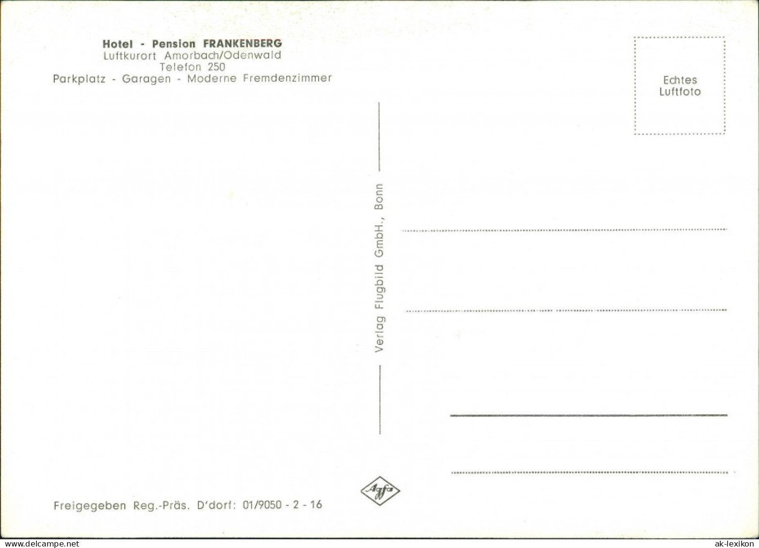 Ansichtskarte Amorbach Luftaufnahme Hotel Pension FRANKENBERG 1960 - Wesel