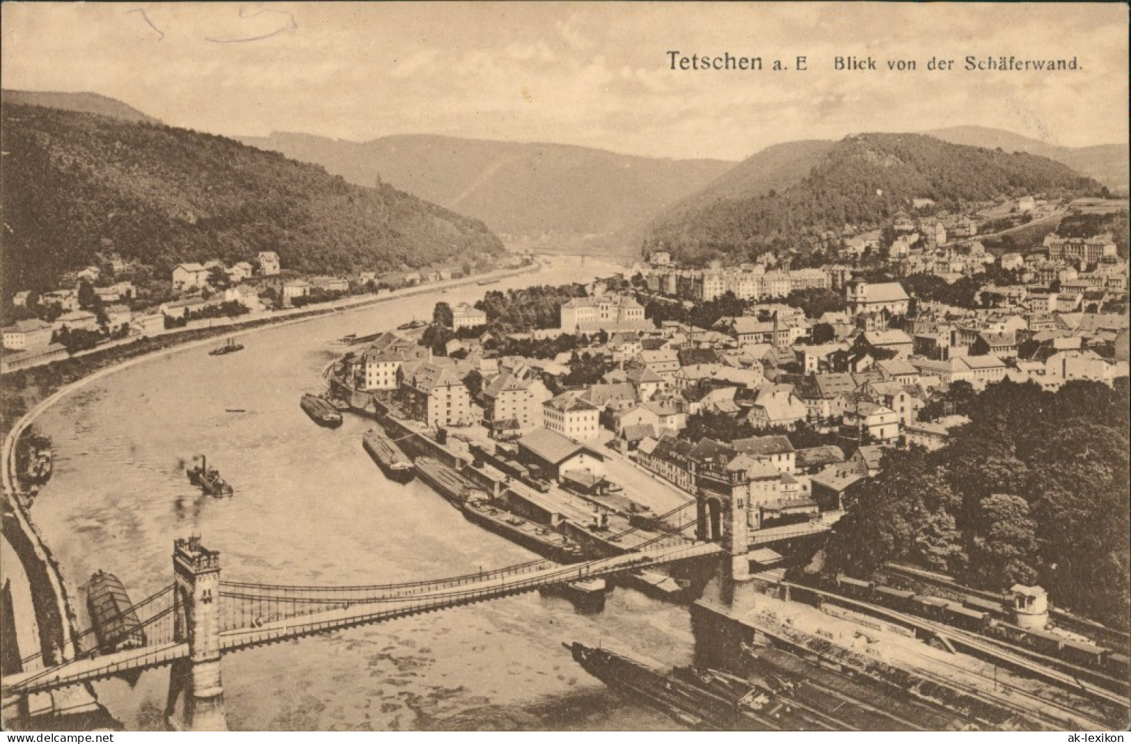 Tetschen-Bodenbach Decín Stadtteilansicht Panorama-Ansicht Mit  1910/1921 - Czech Republic