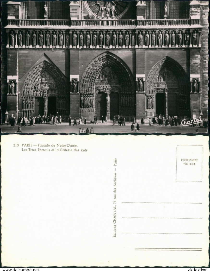 Paris Façade De Notre-Dame. Les Trois Portails Et La Galerie Des Rois. 1960 - Notre-Dame De Paris
