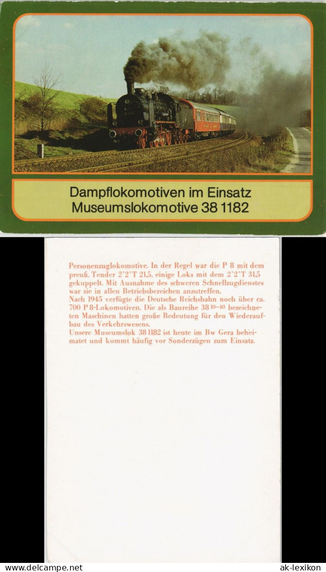 Dampflokomotiven Im Einsatz Museumslokomotive 38 1182BW Gera 1986 - Treni