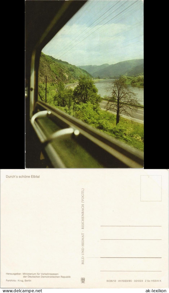 Ansichtskarte  Eisenbahn, Blick Aus Dem Fenster Auf Das Elbtal 1985 - Treni