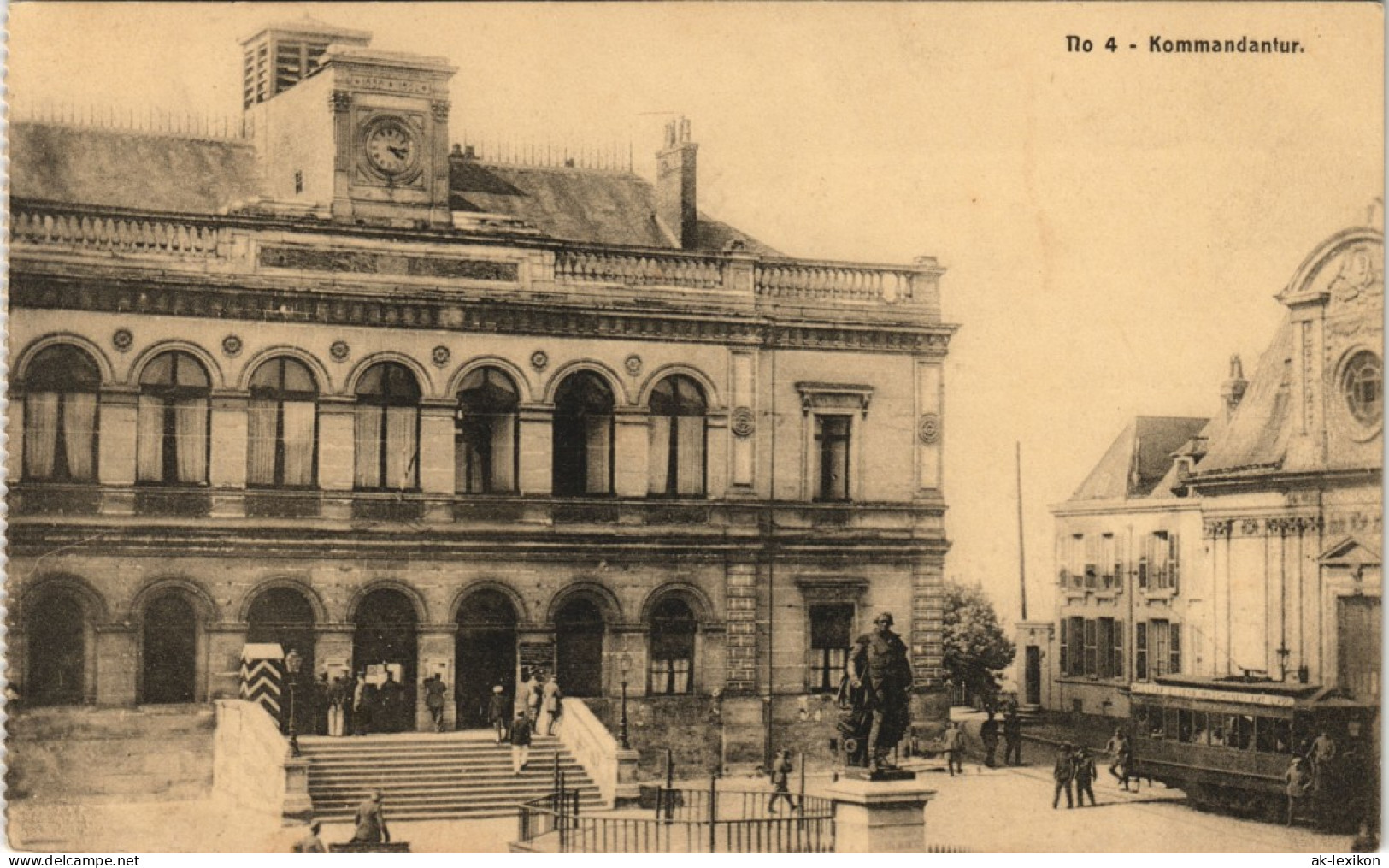 Ansichtskarte  Kammandantur Straßenbahn Gel. Feldpost 1917 - Guerre 1914-18