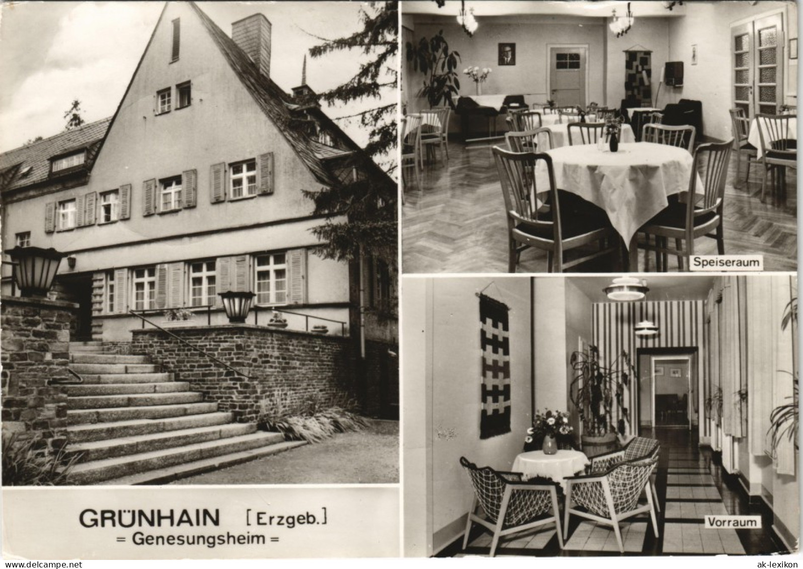 Grünhain-Beierfeld Genesungsheim Außen-/Innenansicht DDR Mehrbild-AK 1977 - Grünhain