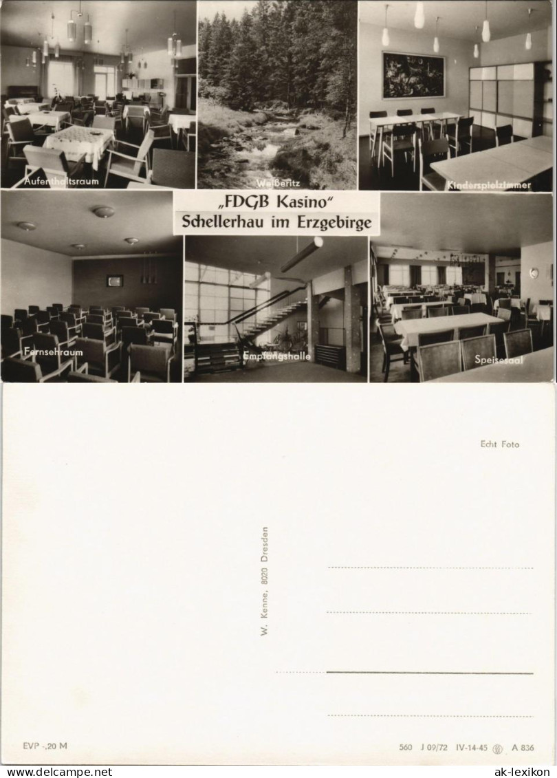 Schellerhau-Altenberg (Erzgebirge) DDR Mehrbildkarte FDGB Heim Kasino 1972 - Schellerhau