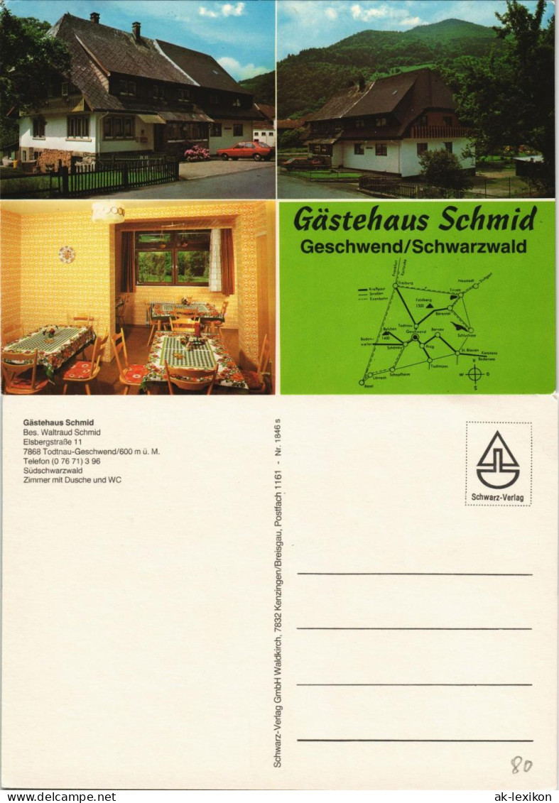 Geschwend-Todtnau Mehrbild-AK Gästehaus Schmid Elsbergstraße 11 1980 - Todtnau