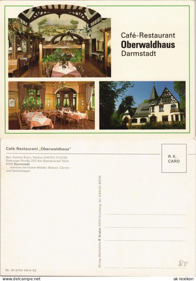 Darmstadt Café-Restaurant Oberwaldhaus Dieburger Straße Steinbrücker Teich 1990 - Darmstadt