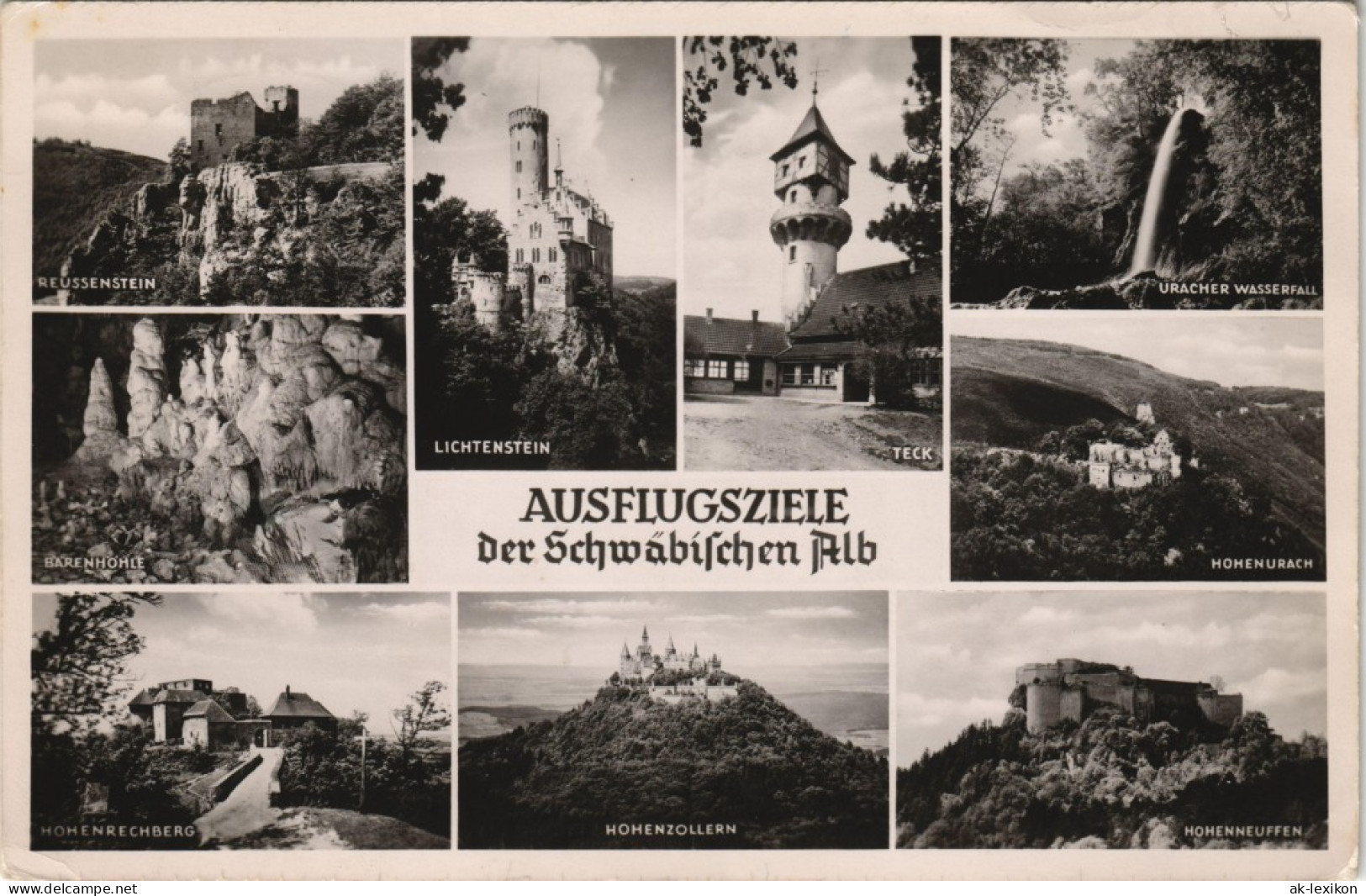 Schwäbische Alb Mehrbild-AK Ausflugsziele Ua. Burgen, Höhle, Teck Uvm. 1951 - Non Classés