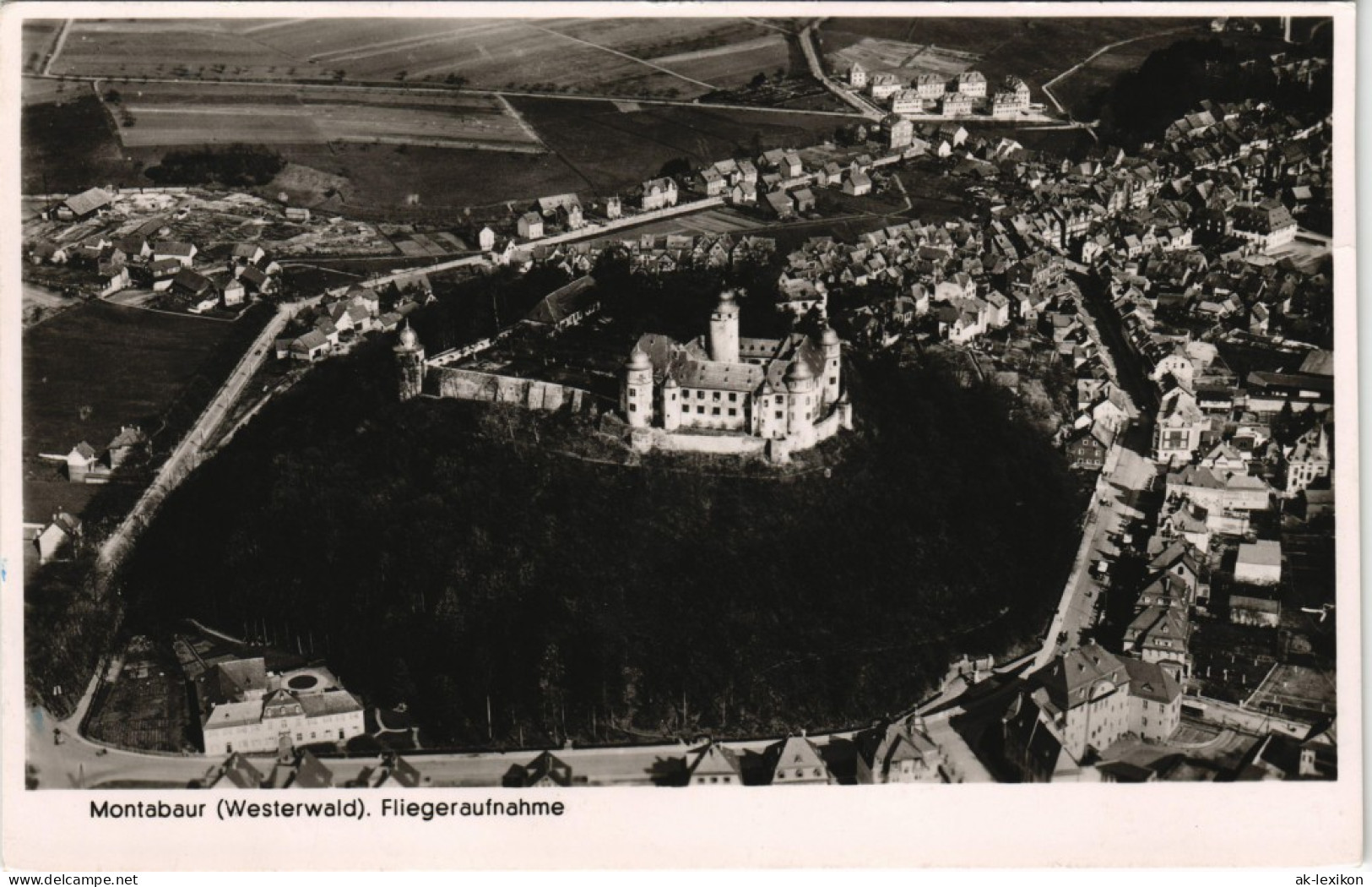 Ansichtskarte Montabaur Luftaufnahme Fliegeraufnahme Stadt & Schloss 1953 - Montabaur