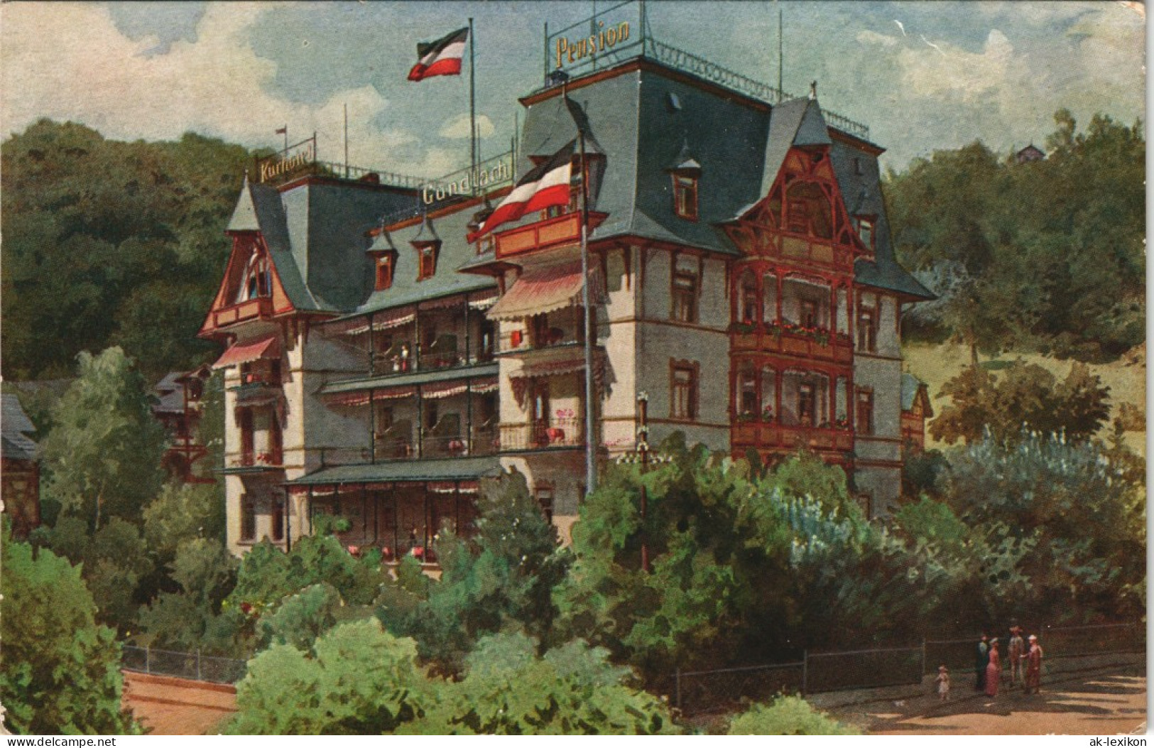 Ansichtskarte Bad Sooden-Allendorf Künstlerkarte Kurhotel Gundlach 1918 - Bad Sooden-Allendorf