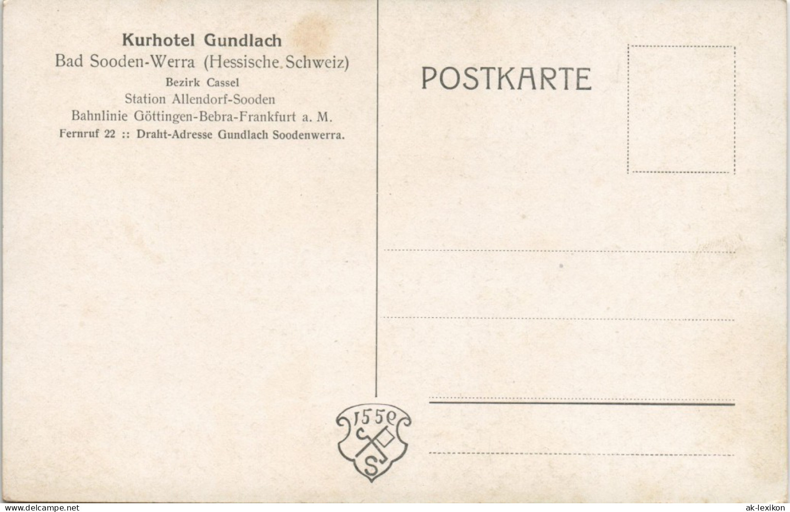 Ansichtskarte Bad Sooden-Allendorf Künstlerkarte Kurhotel Gundlach 1918 - Bad Sooden-Allendorf