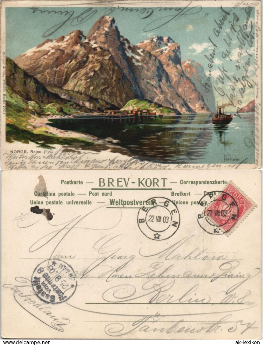 Norwegen Allgemein Norge Norway Norwegen - Dampfer Künstlerkarte 1903 - Norvège