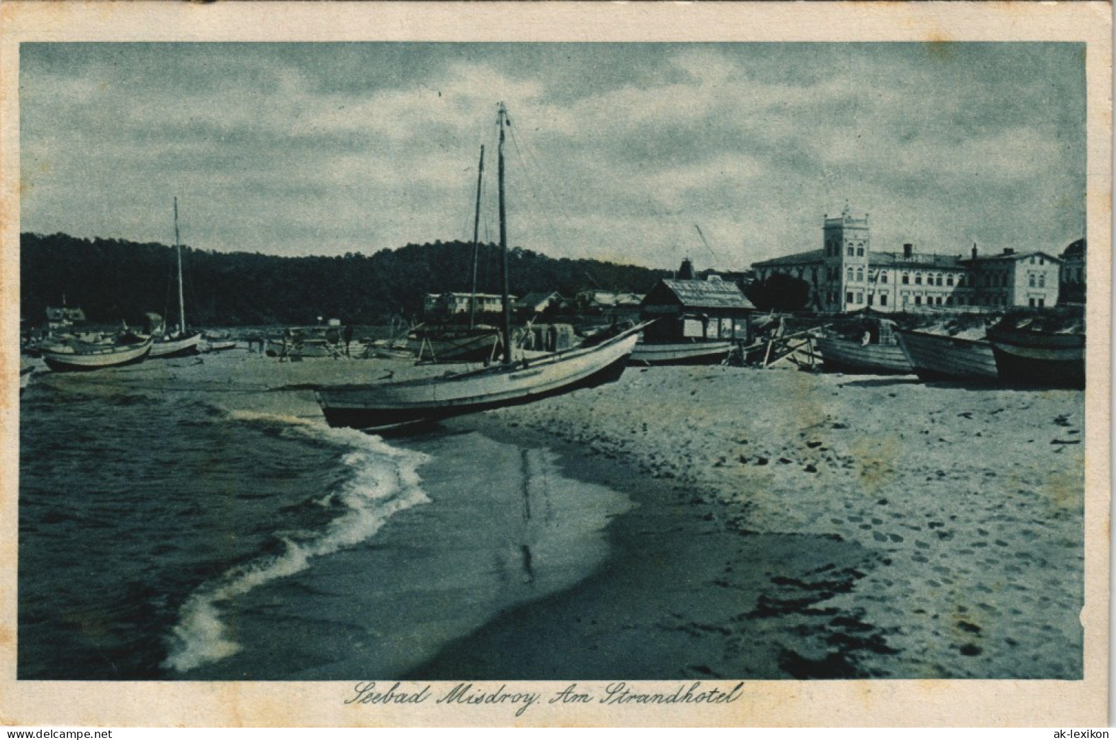 Postcard Misdroy Mi&#281;dzyzdroje Boote Am Strand - Am Strandhotel 1928 - Pommern