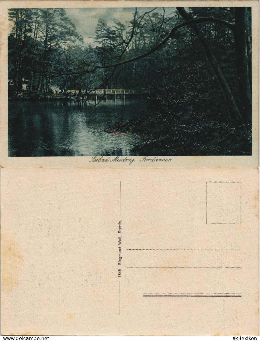 Postcard Misdroy Mi&#281;dzyzdroje Jordansee; Brücke 1928 - Pommern