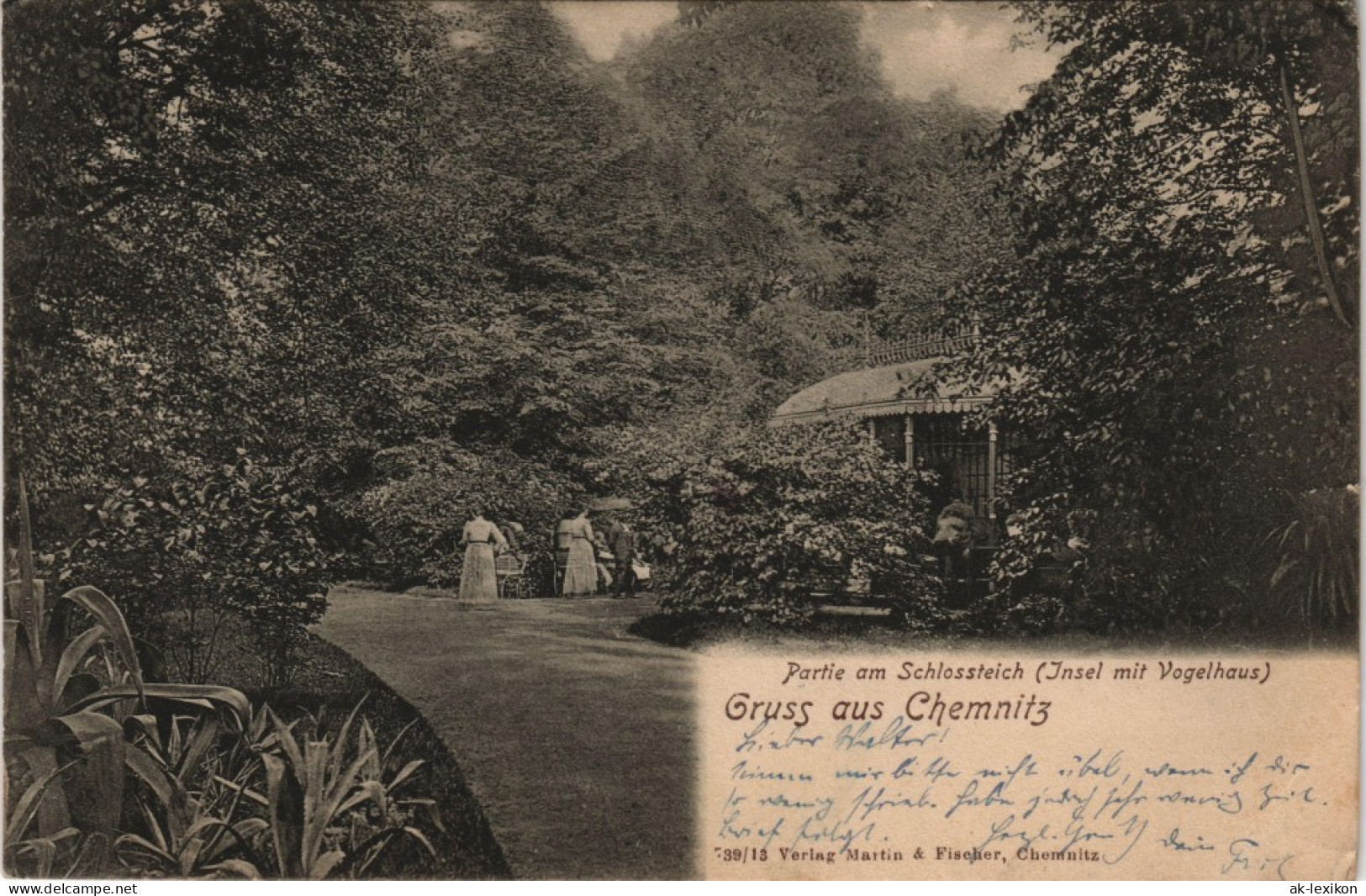 Ansichtskarte Chemnitz Partie Am Schlossteich (Insel Mit Vogelhaus) 1902 - Chemnitz