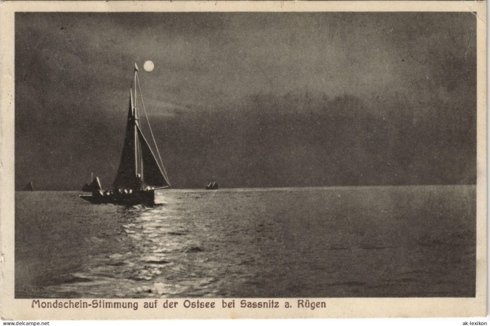 Sassnitz Segelschiff Bei Mondschein-Stimmung Ostsee Insel Rügen 1929 - Sassnitz