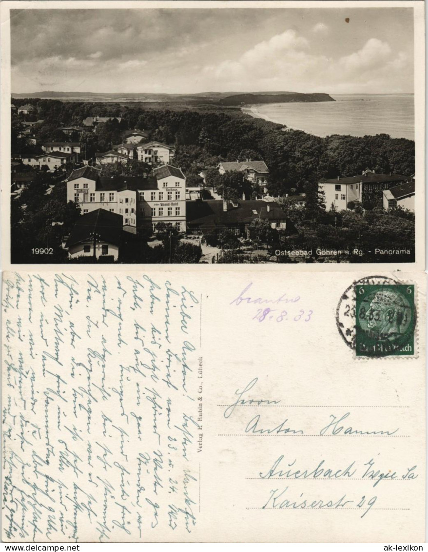Ansichtskarte Göhren (Rügen) Stadt, Hotel 1933 - Göhren