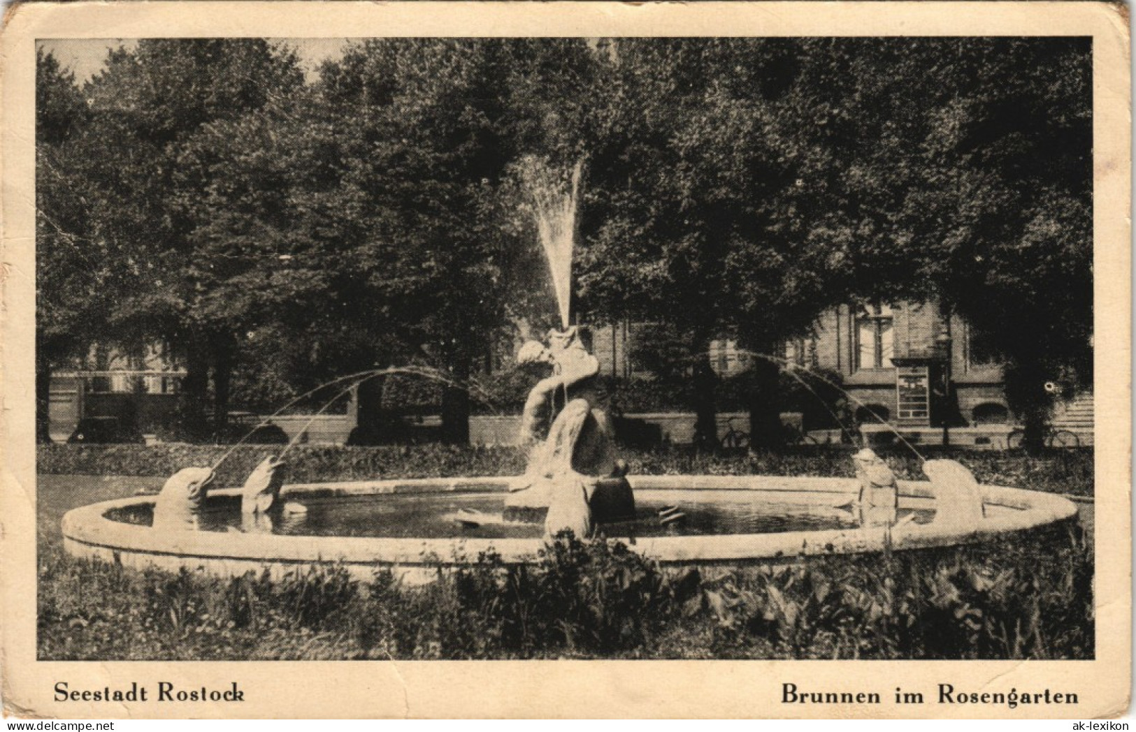 Ansichtskarte Rostock Brunnen Im Rosengarten 1942 - Rostock